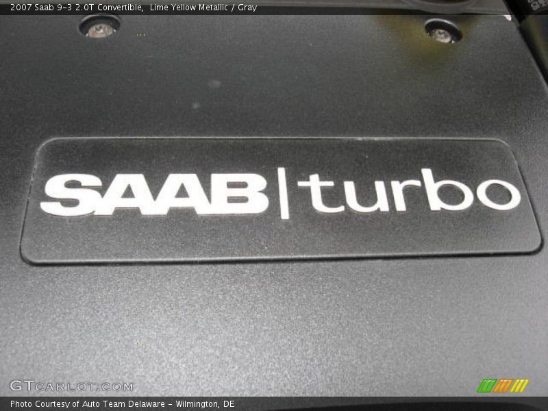 Lime Yellow Metallic / Gray 2007 Saab 9-3 2.0T Convertible