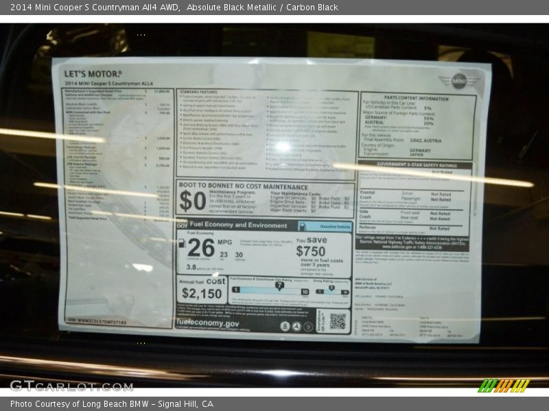 Absolute Black Metallic / Carbon Black 2014 Mini Cooper S Countryman All4 AWD