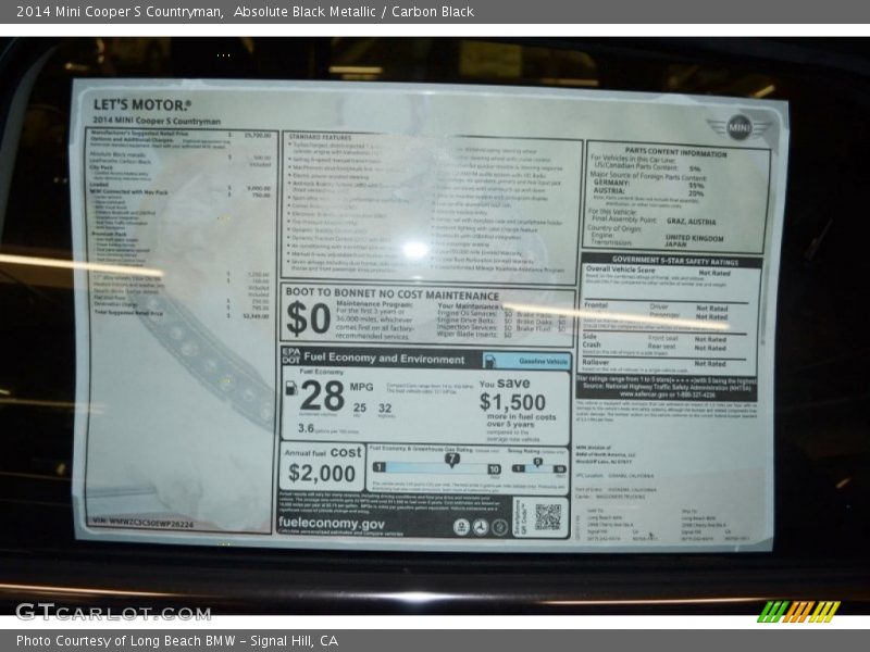 Absolute Black Metallic / Carbon Black 2014 Mini Cooper S Countryman