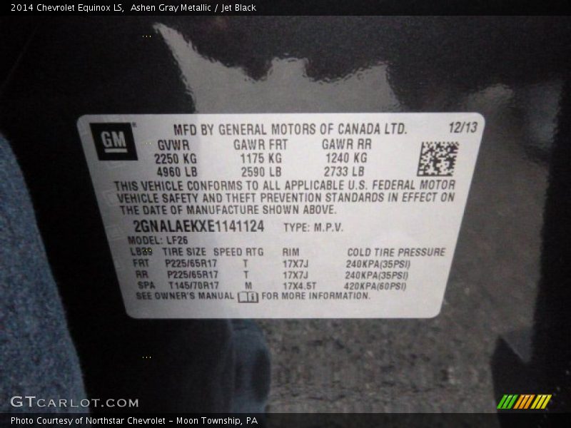 Ashen Gray Metallic / Jet Black 2014 Chevrolet Equinox LS