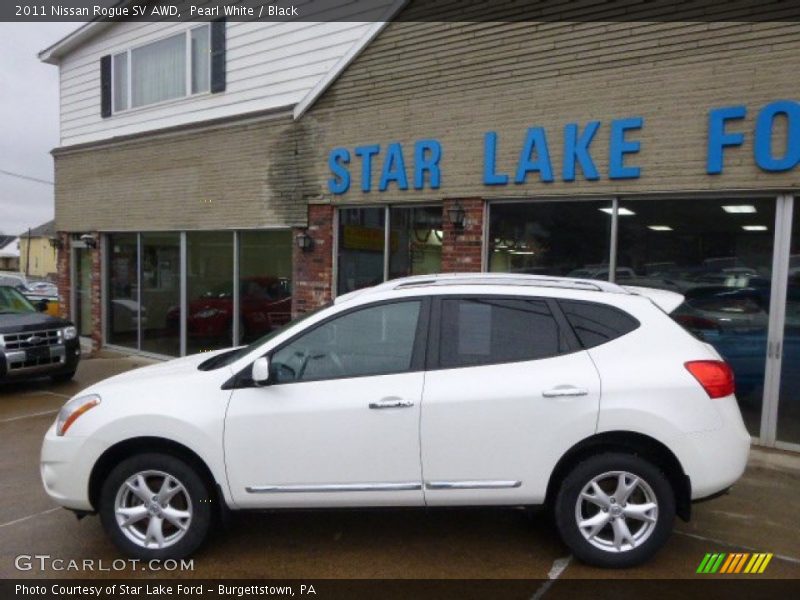 Pearl White / Black 2011 Nissan Rogue SV AWD