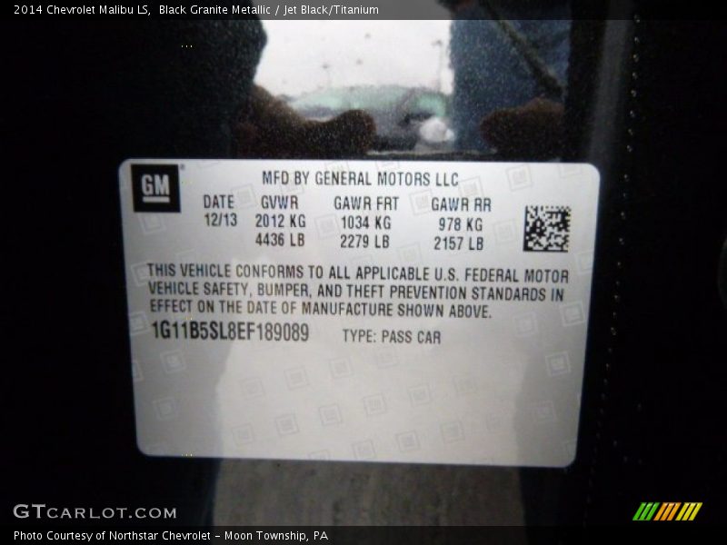 Black Granite Metallic / Jet Black/Titanium 2014 Chevrolet Malibu LS