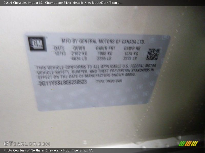Champagne Silver Metallic / Jet Black/Dark Titanium 2014 Chevrolet Impala LS