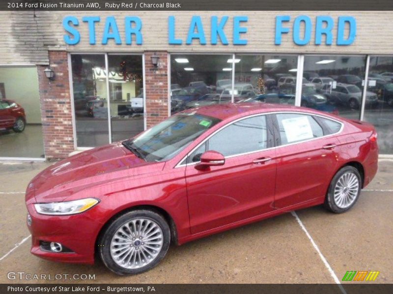 Ruby Red / Charcoal Black 2014 Ford Fusion Titanium AWD