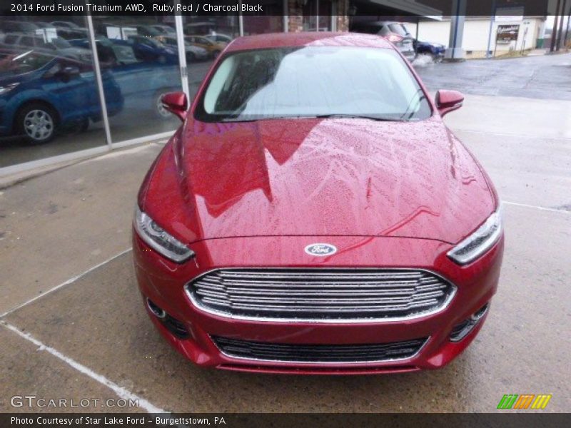 Ruby Red / Charcoal Black 2014 Ford Fusion Titanium AWD