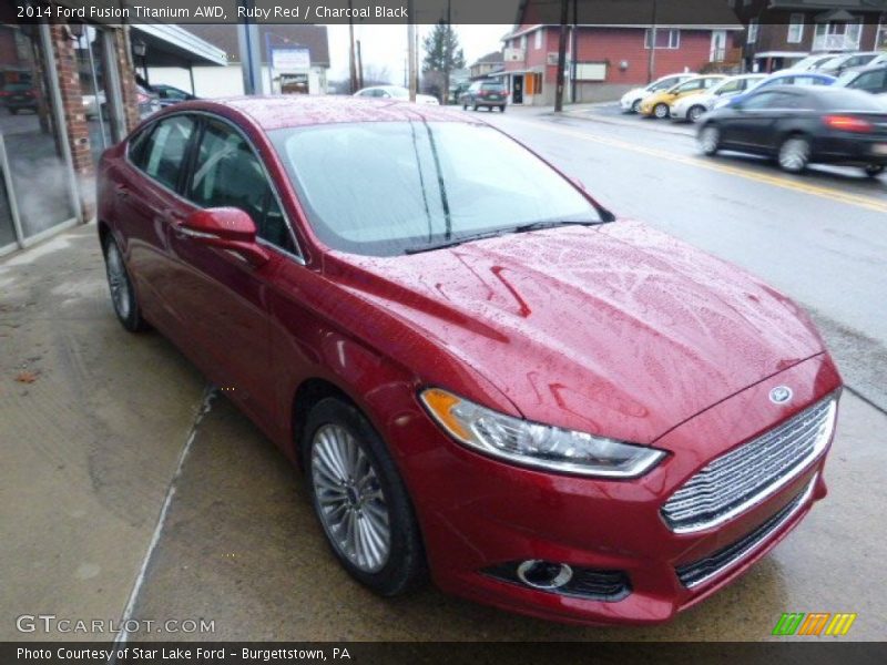 Ruby Red / Charcoal Black 2014 Ford Fusion Titanium AWD