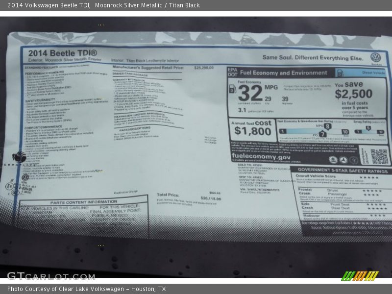 Moonrock Silver Metallic / Titan Black 2014 Volkswagen Beetle TDI