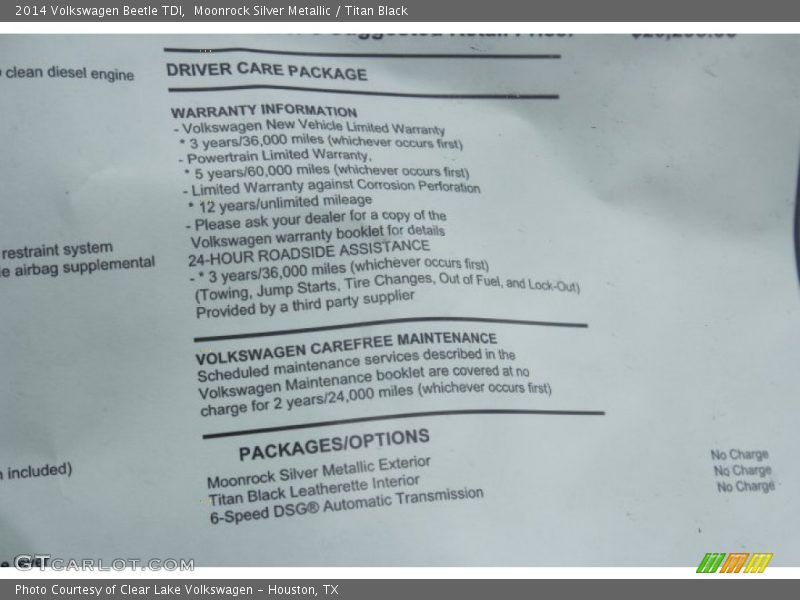 Moonrock Silver Metallic / Titan Black 2014 Volkswagen Beetle TDI