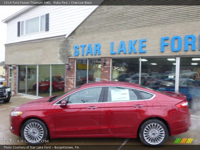 Ruby Red / Charcoal Black 2014 Ford Fusion Titanium AWD
