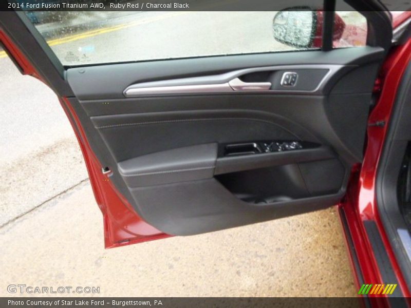 Ruby Red / Charcoal Black 2014 Ford Fusion Titanium AWD