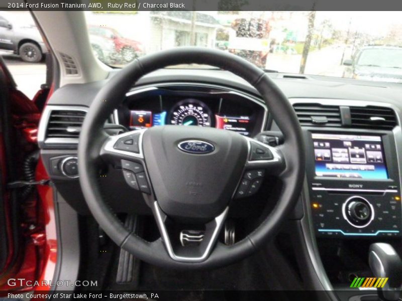 Ruby Red / Charcoal Black 2014 Ford Fusion Titanium AWD