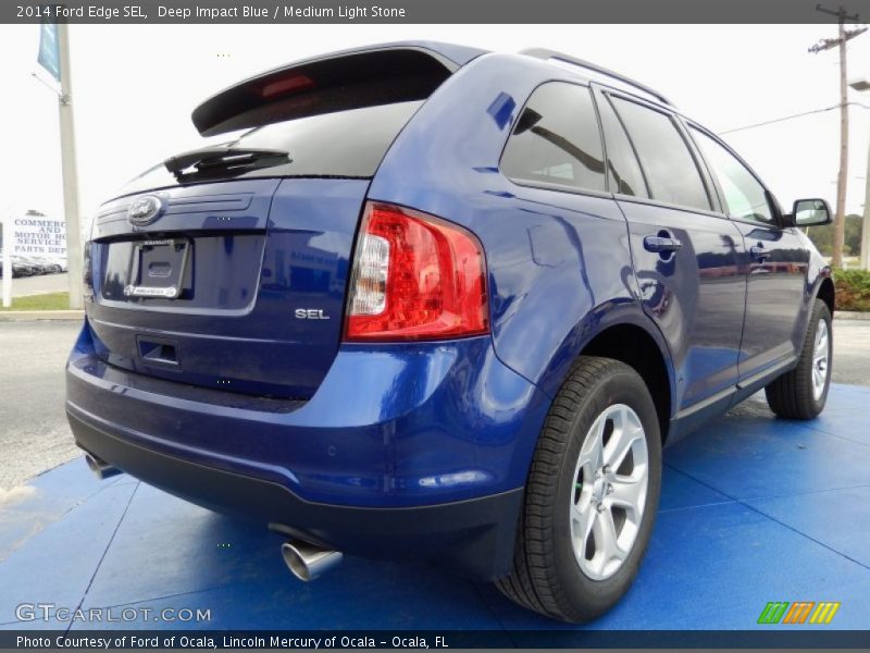 Deep Impact Blue / Medium Light Stone 2014 Ford Edge SEL