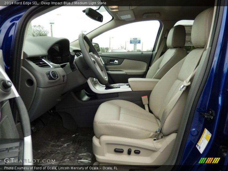Deep Impact Blue / Medium Light Stone 2014 Ford Edge SEL
