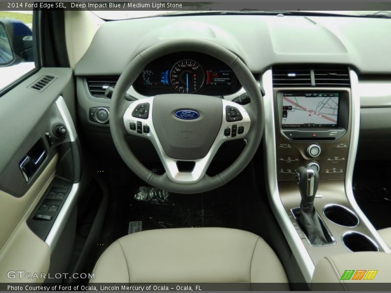 Deep Impact Blue / Medium Light Stone 2014 Ford Edge SEL