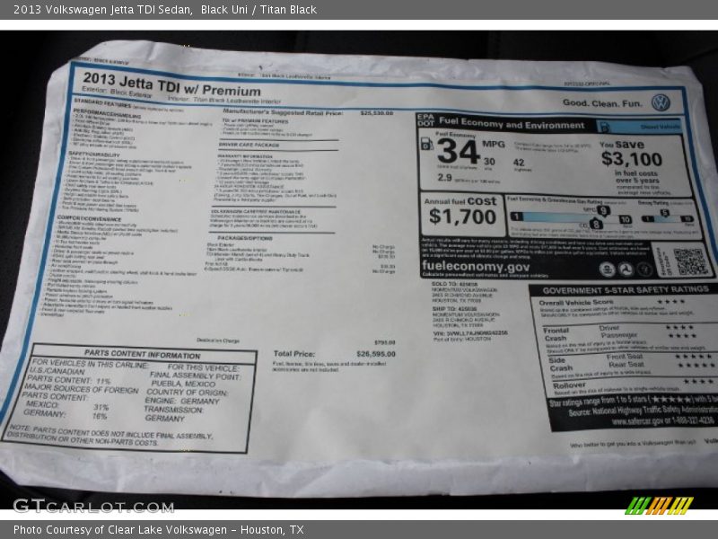Black Uni / Titan Black 2013 Volkswagen Jetta TDI Sedan