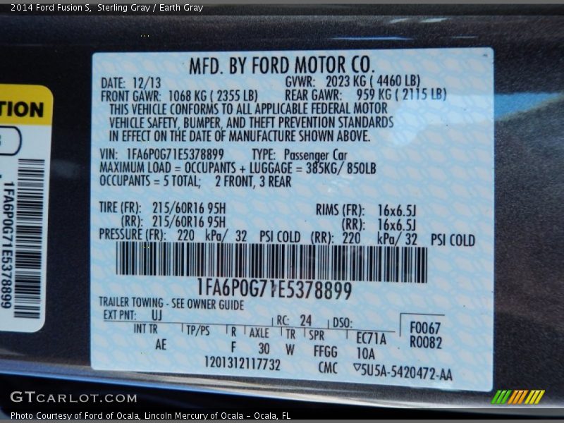 Sterling Gray / Earth Gray 2014 Ford Fusion S