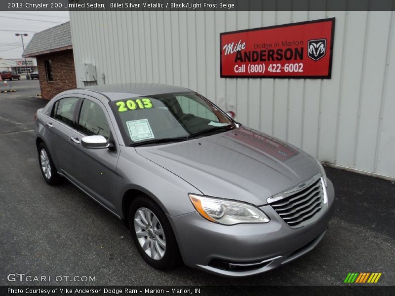 Billet Silver Metallic / Black/Light Frost Beige 2013 Chrysler 200 Limited Sedan