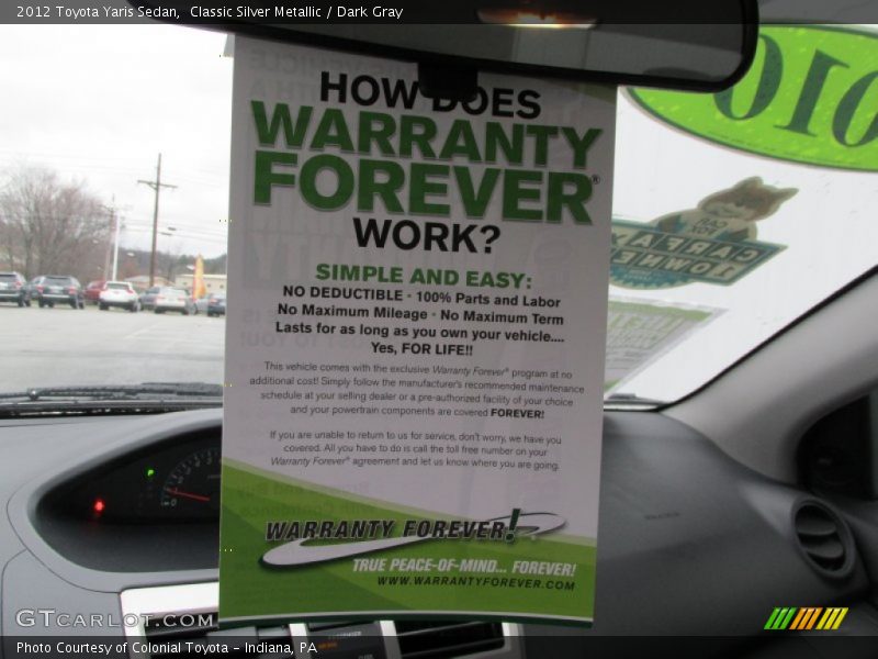 Classic Silver Metallic / Dark Gray 2012 Toyota Yaris Sedan