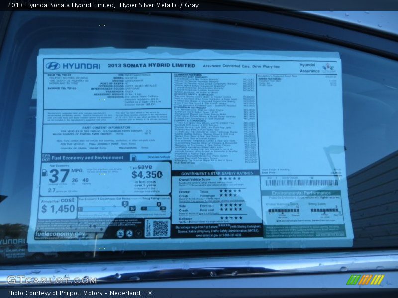 Hyper Silver Metallic / Gray 2013 Hyundai Sonata Hybrid Limited