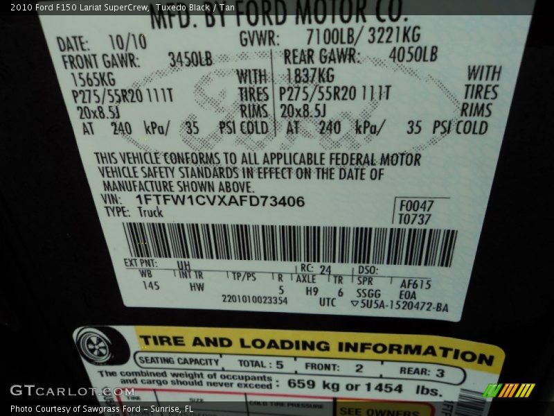 Tuxedo Black / Tan 2010 Ford F150 Lariat SuperCrew