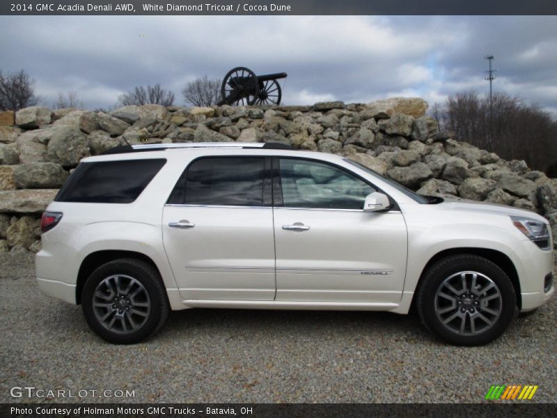 White Diamond Tricoat / Cocoa Dune 2014 GMC Acadia Denali AWD