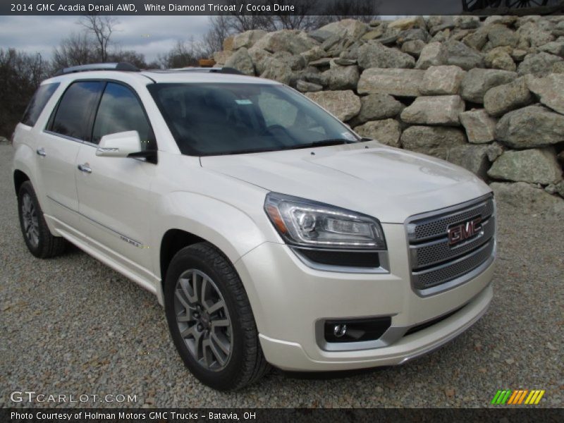 White Diamond Tricoat / Cocoa Dune 2014 GMC Acadia Denali AWD
