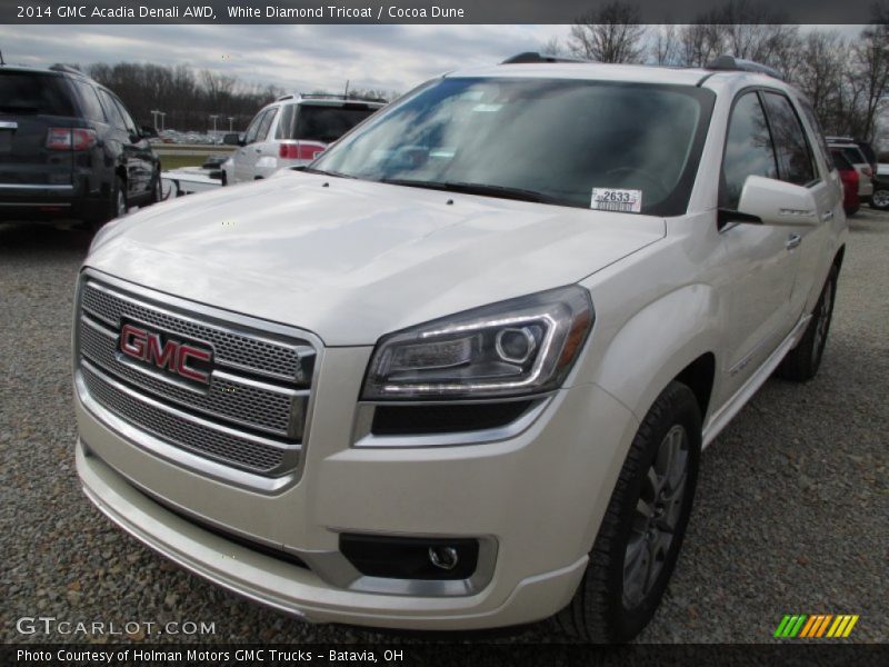 White Diamond Tricoat / Cocoa Dune 2014 GMC Acadia Denali AWD