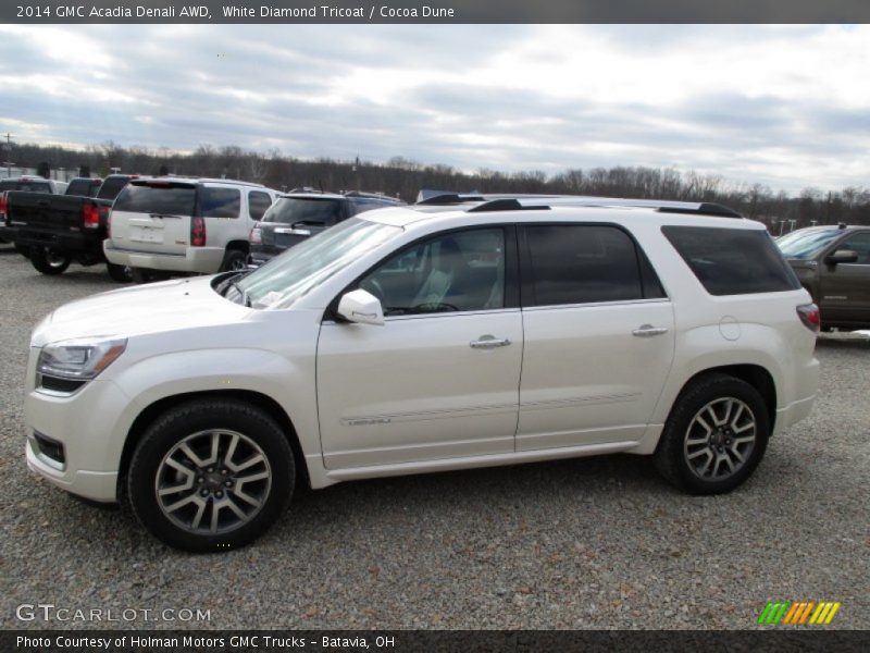 White Diamond Tricoat / Cocoa Dune 2014 GMC Acadia Denali AWD