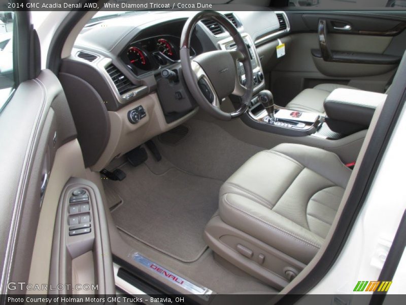 White Diamond Tricoat / Cocoa Dune 2014 GMC Acadia Denali AWD