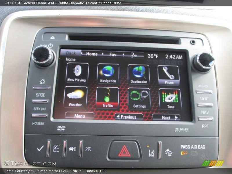 White Diamond Tricoat / Cocoa Dune 2014 GMC Acadia Denali AWD
