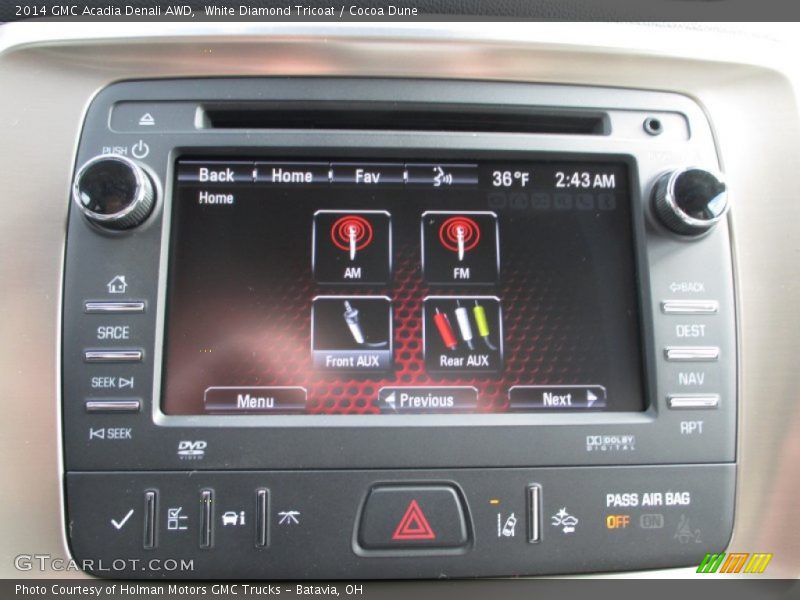 White Diamond Tricoat / Cocoa Dune 2014 GMC Acadia Denali AWD