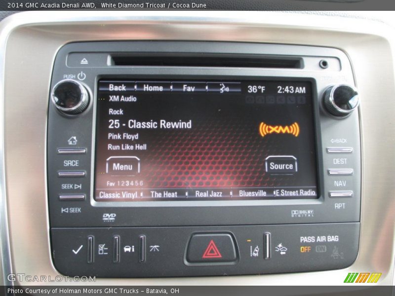 White Diamond Tricoat / Cocoa Dune 2014 GMC Acadia Denali AWD