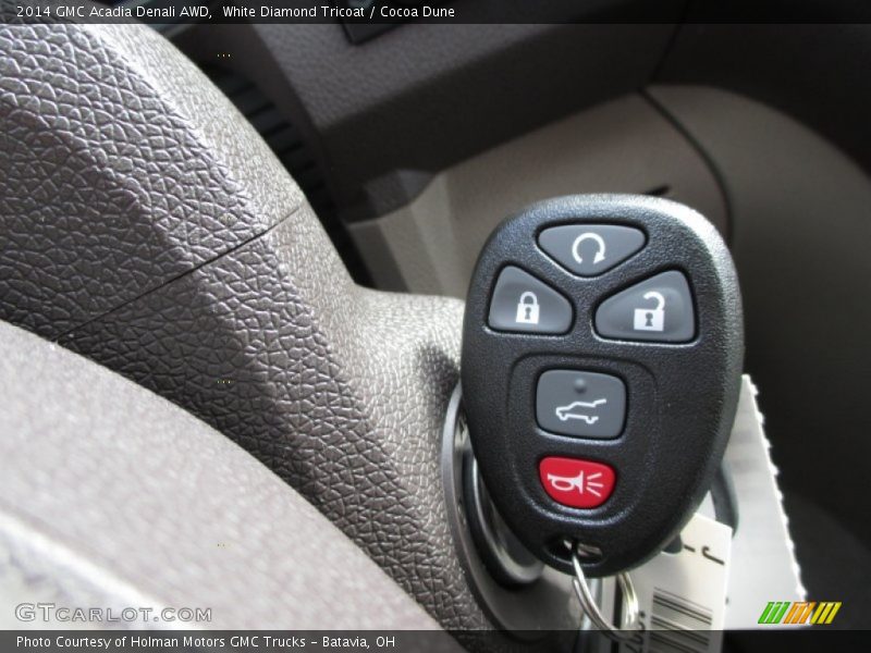 White Diamond Tricoat / Cocoa Dune 2014 GMC Acadia Denali AWD