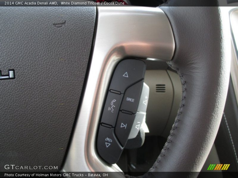 White Diamond Tricoat / Cocoa Dune 2014 GMC Acadia Denali AWD