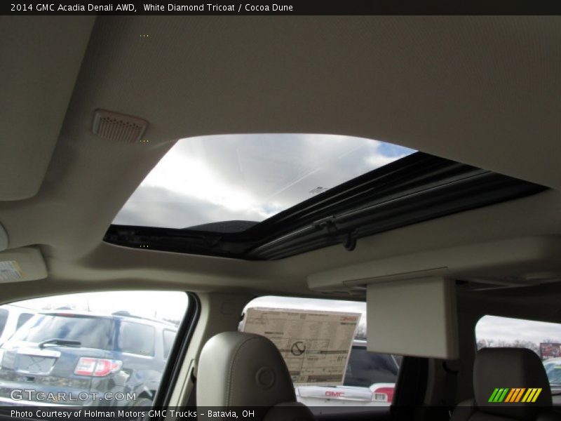 White Diamond Tricoat / Cocoa Dune 2014 GMC Acadia Denali AWD