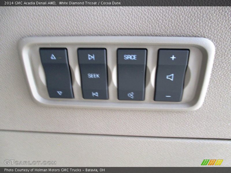 White Diamond Tricoat / Cocoa Dune 2014 GMC Acadia Denali AWD