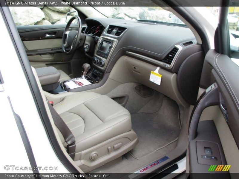 White Diamond Tricoat / Cocoa Dune 2014 GMC Acadia Denali AWD