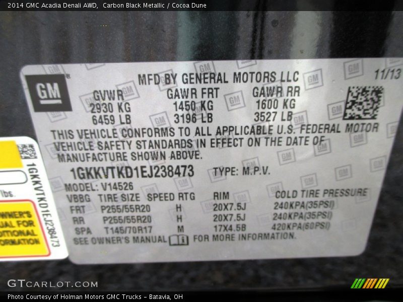 Carbon Black Metallic / Cocoa Dune 2014 GMC Acadia Denali AWD