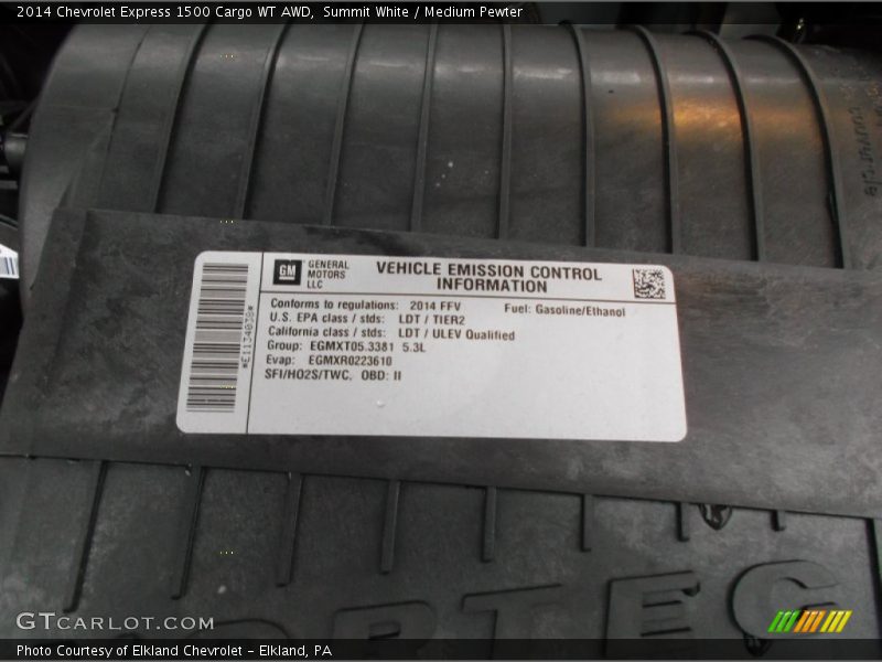 Summit White / Medium Pewter 2014 Chevrolet Express 1500 Cargo WT AWD