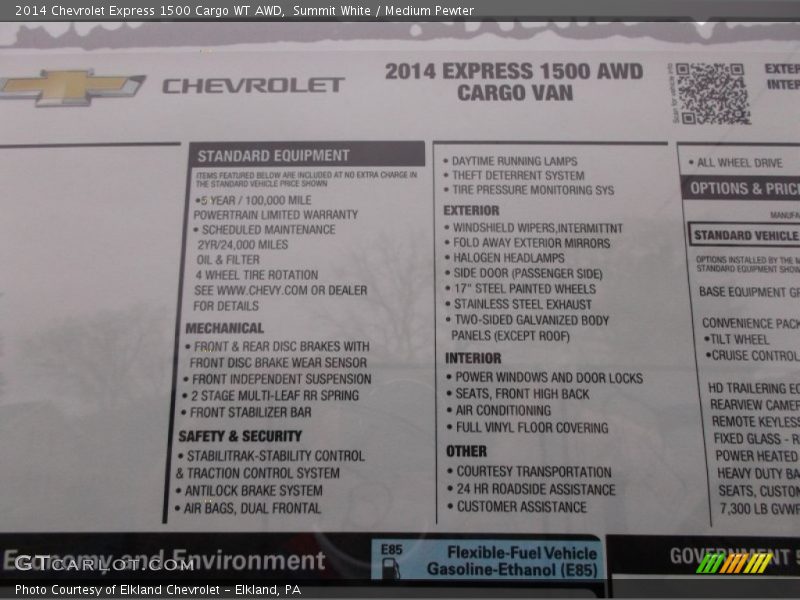 Summit White / Medium Pewter 2014 Chevrolet Express 1500 Cargo WT AWD