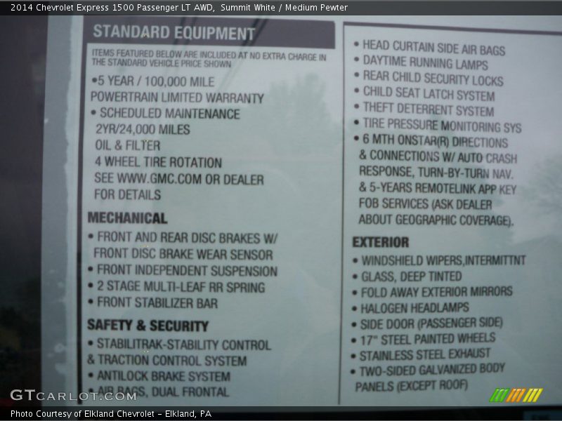 Summit White / Medium Pewter 2014 Chevrolet Express 1500 Passenger LT AWD