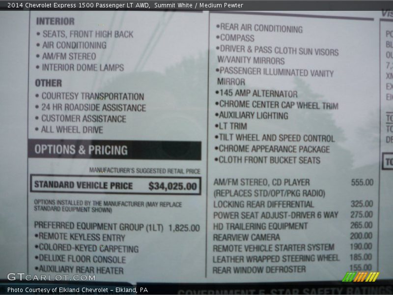 Summit White / Medium Pewter 2014 Chevrolet Express 1500 Passenger LT AWD