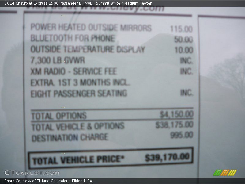 Summit White / Medium Pewter 2014 Chevrolet Express 1500 Passenger LT AWD