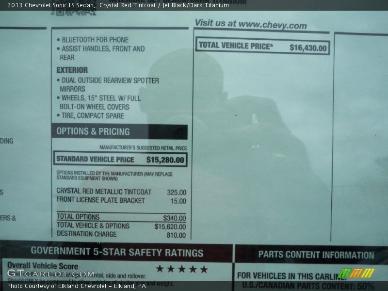 Crystal Red Tintcoat / Jet Black/Dark Titanium 2013 Chevrolet Sonic LS Sedan