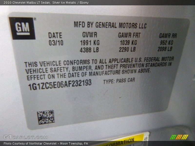 Silver Ice Metallic / Ebony 2010 Chevrolet Malibu LT Sedan