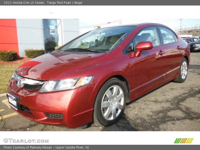 Tango Red Pearl / Beige 2011 Honda Civic LX Sedan