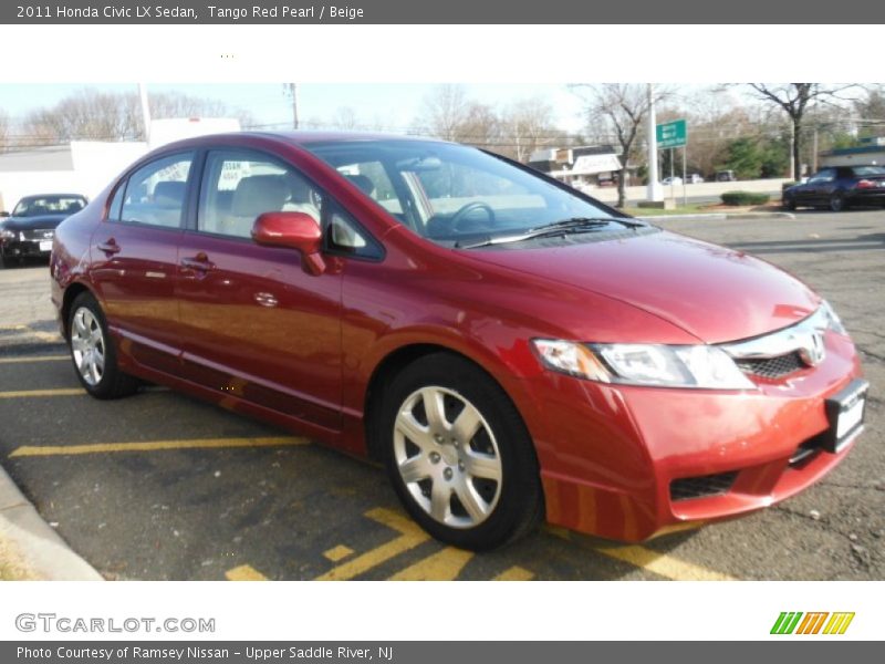 Tango Red Pearl / Beige 2011 Honda Civic LX Sedan