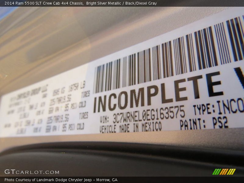Bright Silver Metallic / Black/Diesel Gray 2014 Ram 5500 SLT Crew Cab 4x4 Chassis