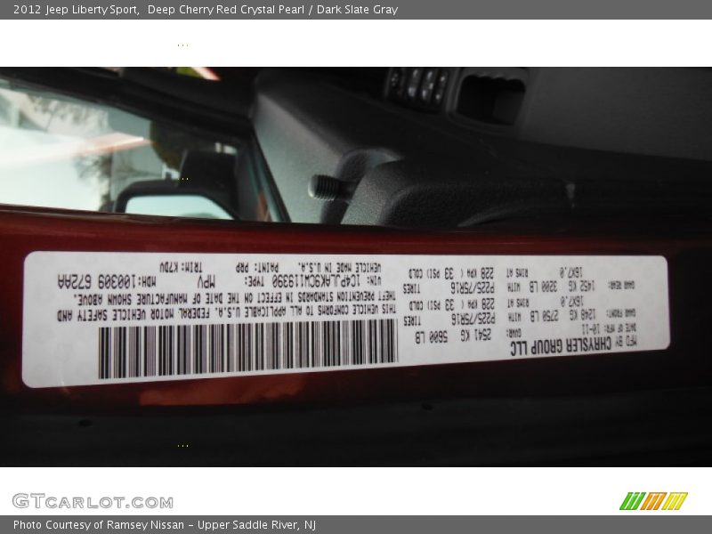 Deep Cherry Red Crystal Pearl / Dark Slate Gray 2012 Jeep Liberty Sport
