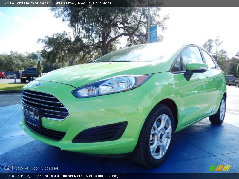 Green Envy / Medium Light Stone 2014 Ford Fiesta SE Sedan